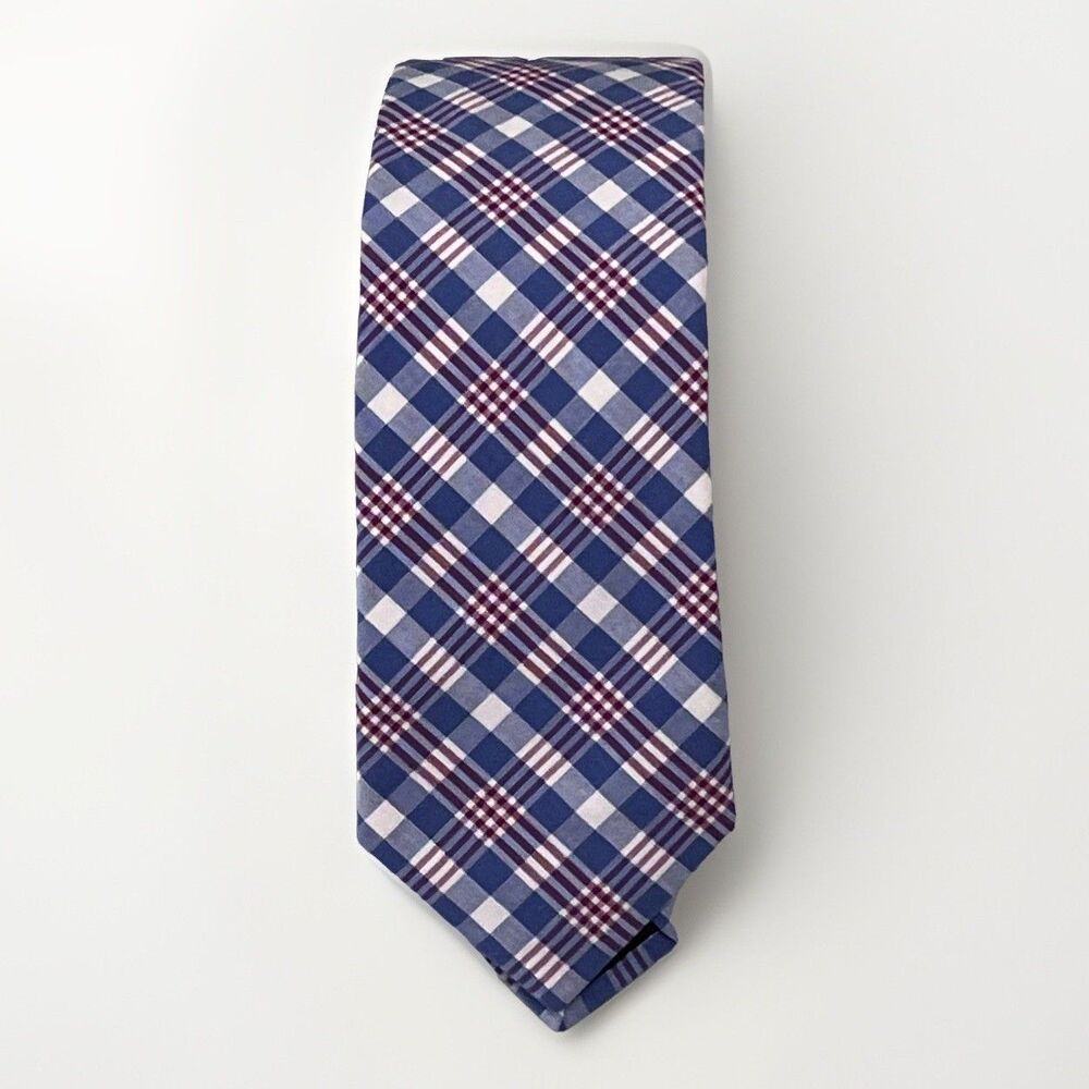 J Crew Cotton Necktie Classic  58" X 2.5” Blue And Red Tie